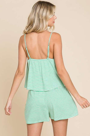 CULTURE CODE Full Size Double Flare Striped Romper at Bella Road