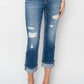 Trendy RISEN distressed straight jeans with cuffed ankles and a relaxed fit, perfect for casual style and everyday wear.