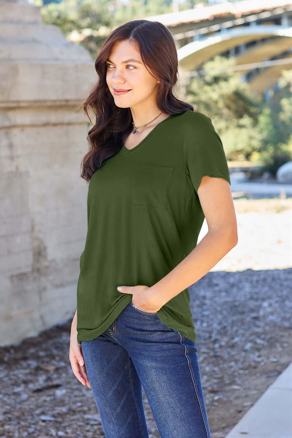 BASIC BAE Full Size V-Neck Short Sleeve T-Shirt at Bella Road