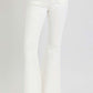 High Rise White Flare Jeans with Front Patch Pockets – Trendy and Stylish Design for a Casual, Fashionable Look