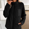 Ivy Lane Zip Up Long Sleeve Fuzzy Jacket - Black