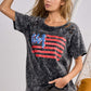 BIBI US Flag Washed Laser Cut T-Shirt at Bella Road