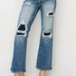 High Rise Distressed Ankle Flare Jeans in Petite featuring edgy distressed details by Risen Jeans, perfect for stylish and modern looks.