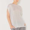 Rib Pleated Oversized Dolman Sleeve Top - Light Gray