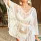 Tassel V-Neck Three-Quarter Sleeve Cover Up