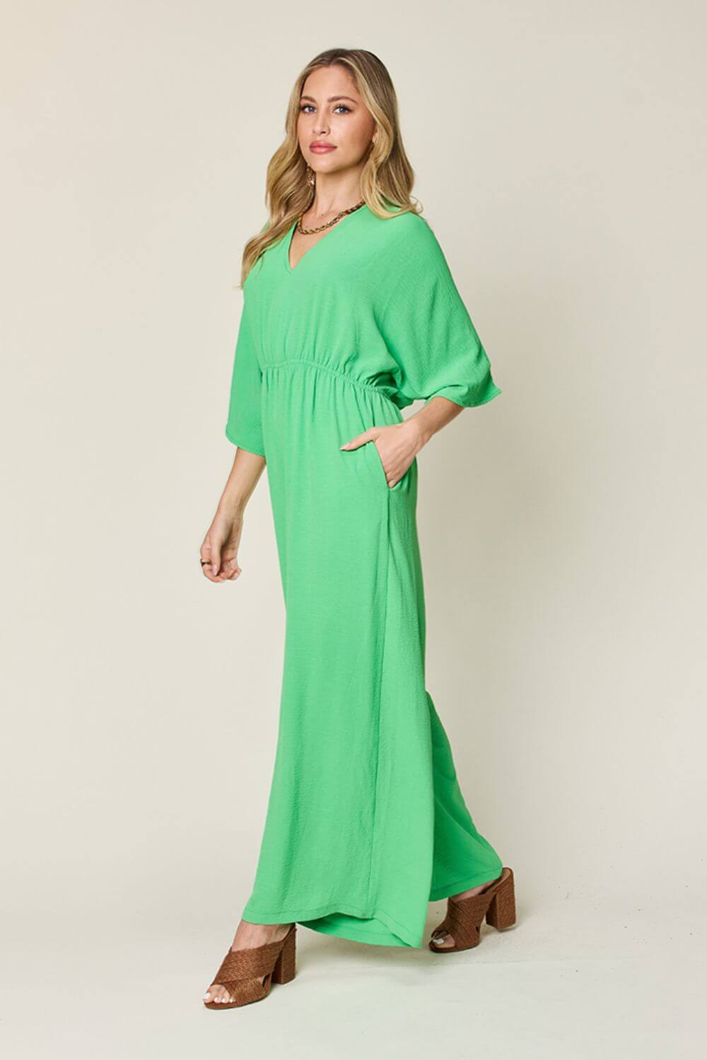 DOUBLE TAKE Full Size Half Sleeve Wide Leg Jumpsuit at Bella Road