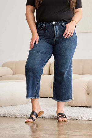 Tummy Control High Waist Raw Hem Distressed Jeans for a flattering and trendy look