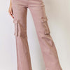 RISEN Full Size High Rise Cargo Wide Leg Jeans - Mauve