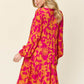 DOUBLE TAKE Full Size Printed Ruffle Hem Long Sleeve Dress at Bella Road