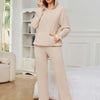 Bella Road Dropped Shoulder Long Sleeve Hoodie and Pants Set - Eggshell