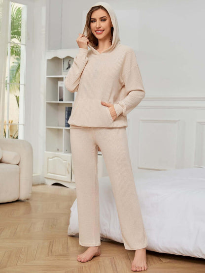 Cozy eggshell Bella Road hoodie and pants set with pocketed design, perfect for lounging or errands.