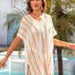 BELLA ROAD Openwork V-Neck Short Sleeve Cover Up at Bella Road