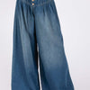 SAGE+FIG Smocked Waist Band Wide Leg Jeans - Denim Blue