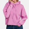 Zenana Acid Wash Fleece Cropped Hoodie - Mauve