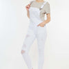 Kancan Distressed Skinny Denim Overalls - White