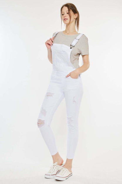 KANCAN Distressed Skinny Denim Overalls at Bella Road