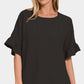 ZENANA V-Neck Flutter Sleeve Top at Bella Road