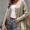 FAM-FAM Ruffled Button Up Long Sleeve Cardigan - Khaki