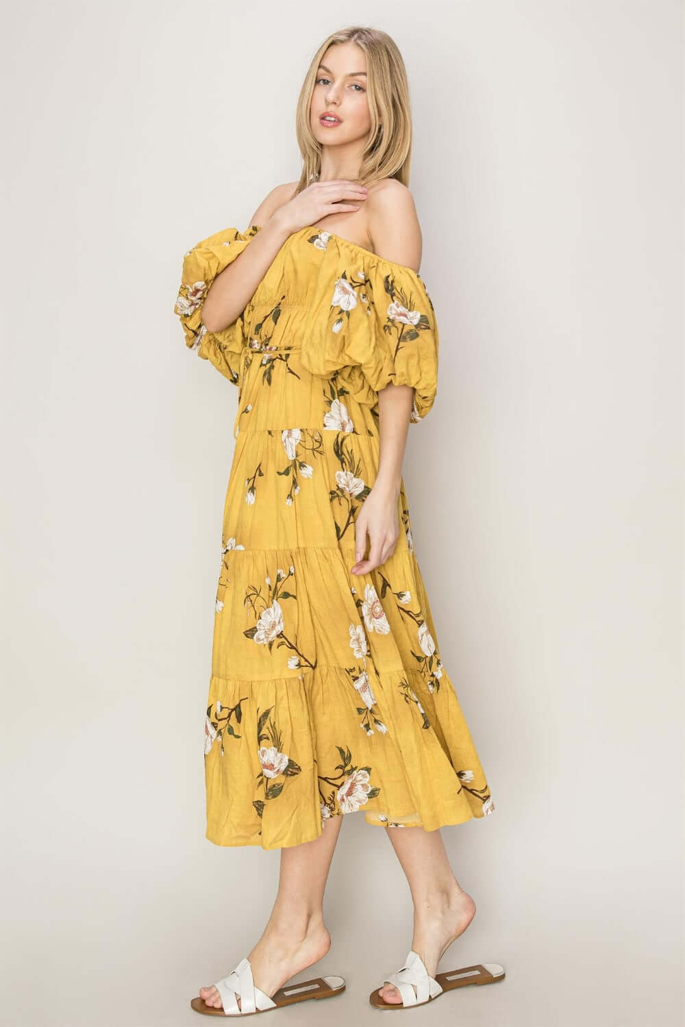 HYFVE Floral Puff Sleeve Tiered Dress at Bella Road