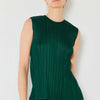 Pleated Sleeveless Crewneck Tank - Hunter Green