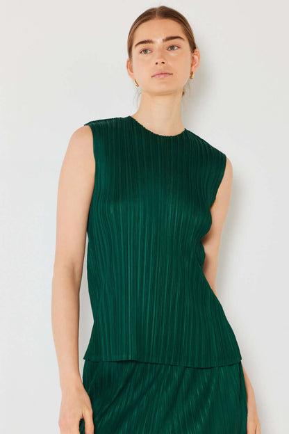 MARINA WEST SWIM Pleated Sleeveless Crewneck Tank at Bella Road