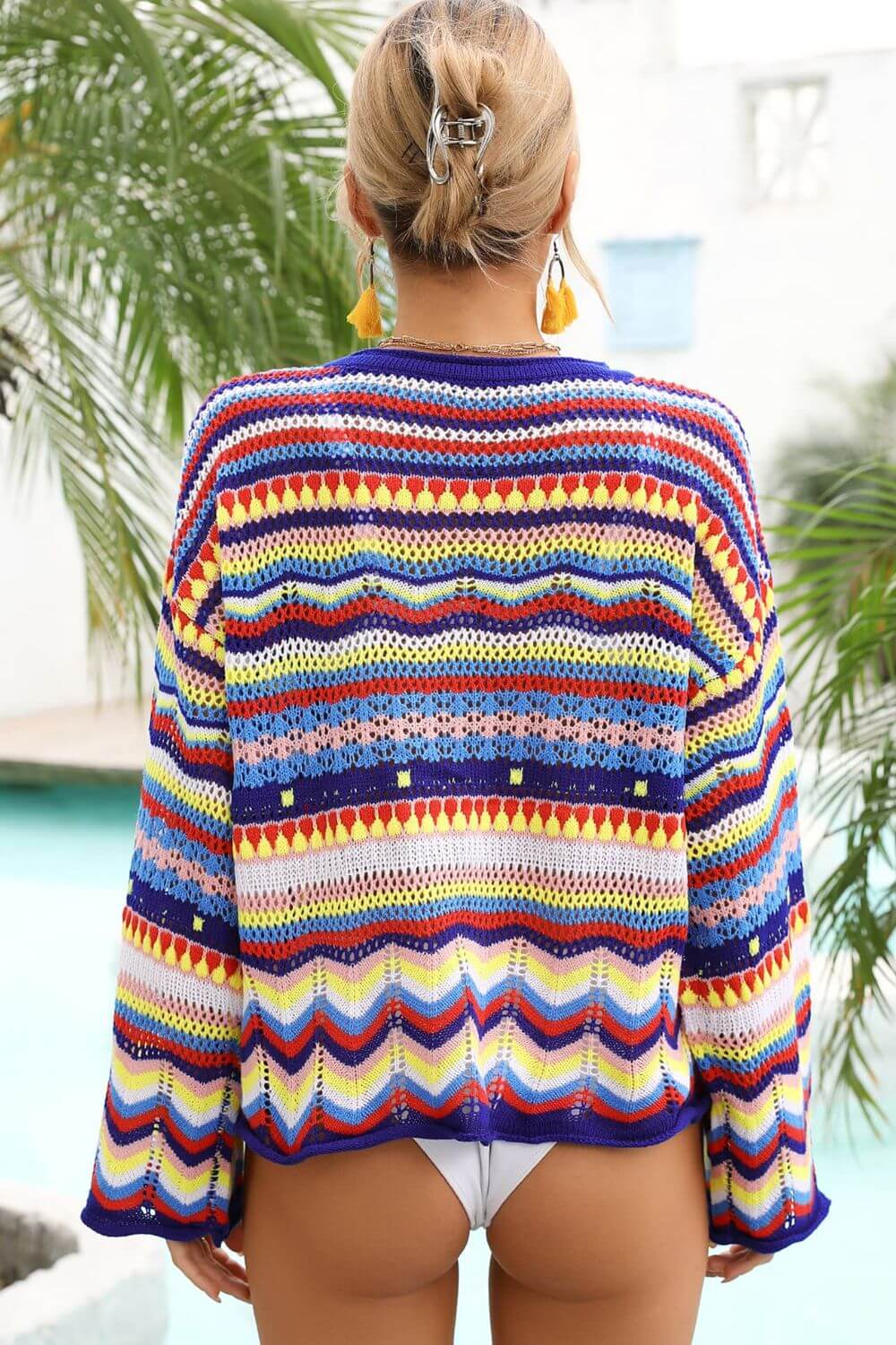 BELLA ROAD Multicolored Stripe Round Neck Cover-Up at Bella Road