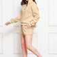 Half Zip Long Sleeve Sweatshirt and Drawstring Shorts Set