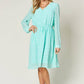 DOUBLE TAKE Full Size Printed Ruched V-Neck Long Sleeve Dress at Bella Road