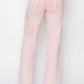 High-rise wide leg cargo pocket jeans in pink, showcasing flattering fit and trendy design from the back view.