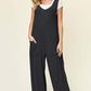 DOUBLE TAKE Full Size Texture Sleeveless Wide Leg Jumpsuit at Bella Road