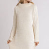 Umgee Full Size High Low Long Sleeve Boucle Sweater Dress Plus Size - Cream