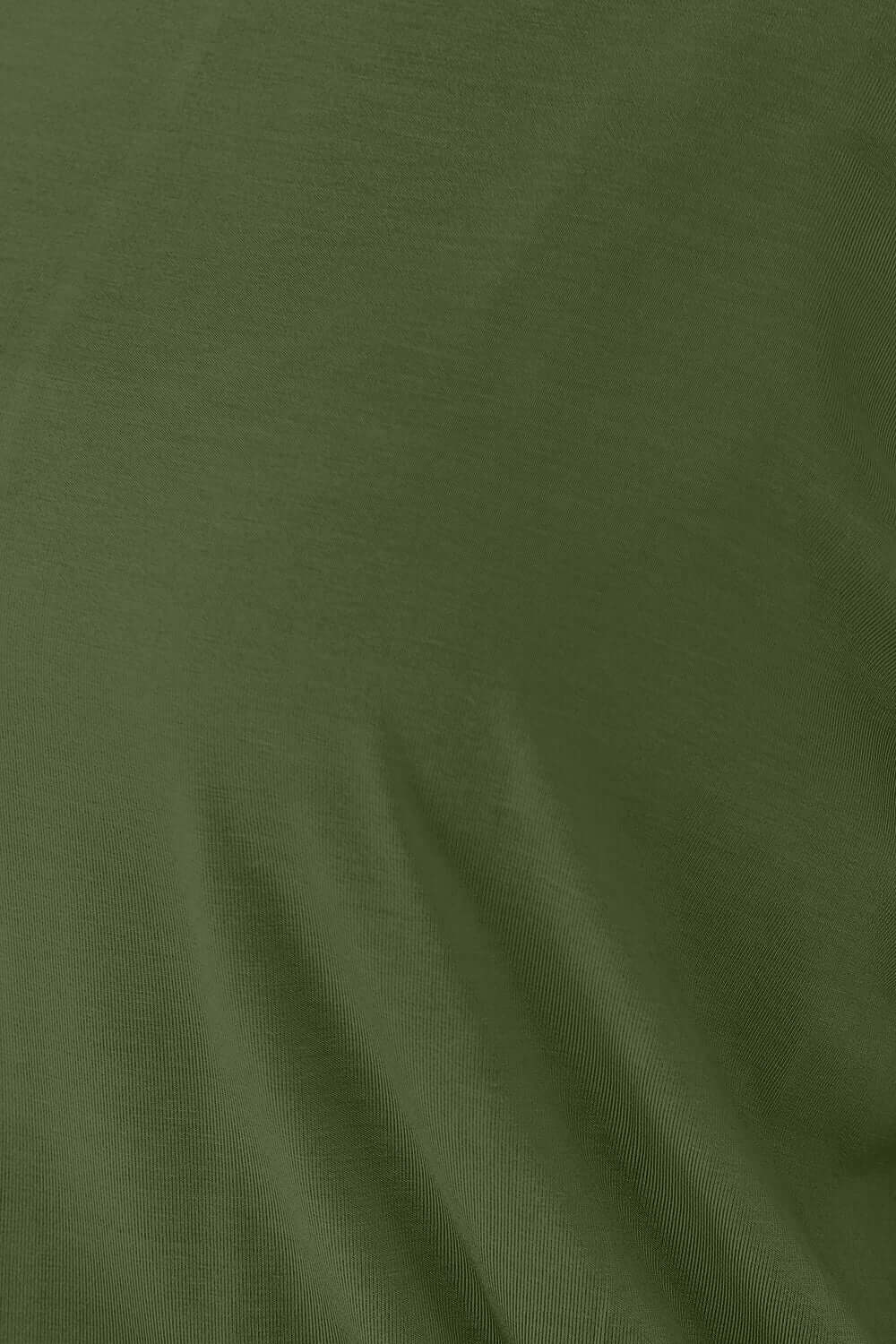 Close-up of green fabric texture from Round Neck Batwing Sleeve Top, showcasing the slightly stretchy rayon and spandex material.