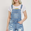 RISEN Distressed Raw Hem Denim Overalls - Medium