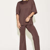 Bamboo Drop Shoulder T-Shirt and Flare Pants Set - Chocolate