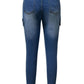 Back view of Bella Road Denim Skinny Jeans with pockets, featuring a medium wash and a stylish, fitted design.