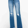 bytos Full Size Raw Hem Distressed High Rise Bootcut Jeans - Medium