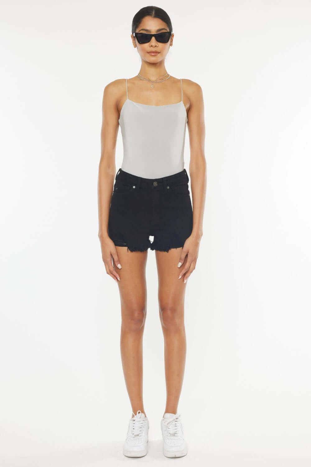 KANCAN High Rise Raw Hem Denim Shorts at Bella Road