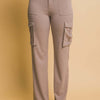 Love Tree High Rise Cargo Pants with Pockets - Taupe