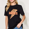 MAMA Round Neck Short Sleeve T-Shirt | Full Size - Black