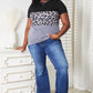 DOUBLE TAKE Leopard Print Color Block Short Sleeve T-Shirt at Bella Road