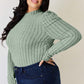 Ribbed Mock Neck Puff Sleeve T-Shirt