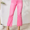 Frayed Hem Bootcut Jeans - Fuchsia Pink