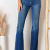 Kancan High Rise Raw Hem Flare Jeans - Medium