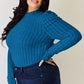 Ribbed Mock Neck Puff Sleeve T-Shirt