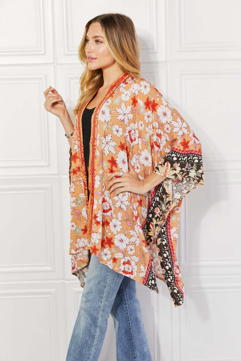 JUSTIN TAYLOR Peachy Keen Cover-Up Kimono at Bella Road