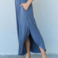 DOUBLJU Comfort Princess Full Size High Waist Scoop Hem Maxi Skirt in Dusty Blue at Bella Road