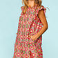 Full Size Ruffled Printed Dress with Side Pockets