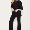 Bamboo Drop Shoulder T-Shirt and Flare Pants Set - Black