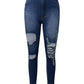 Bella Road Denim Distressed Skinny Jeans in dark blue with stylish rips and functional pockets, perfect for trendy outfits.