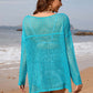 BELLA ROAD Openwork Slit Boat Neck Long Sleeve Cover-Up at Bella Road